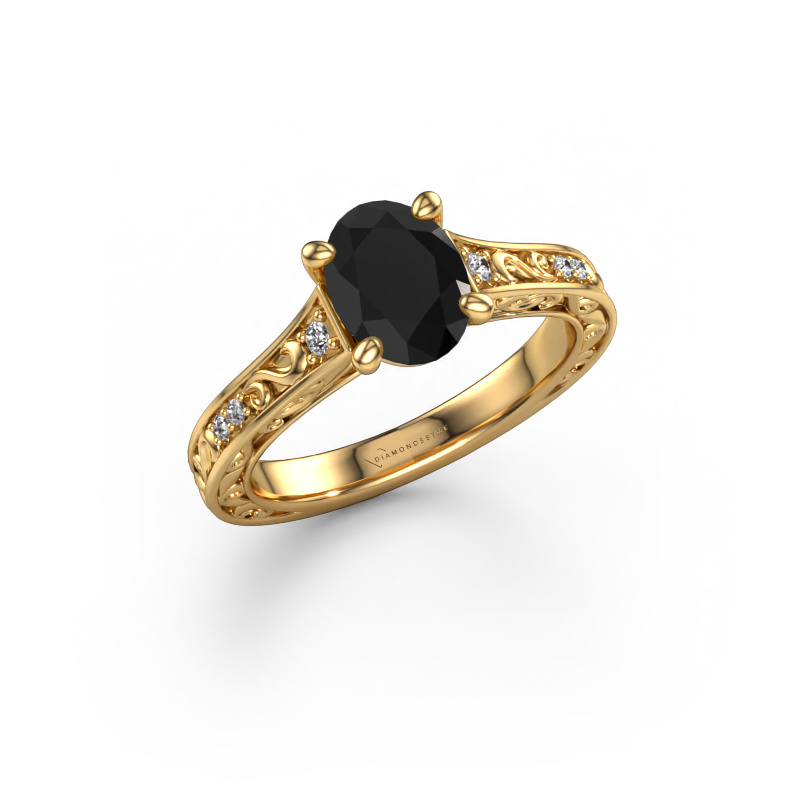 Image de Bague de fiançailles Mallory ovl 585 or jaune Diamant noir 1.46 crt