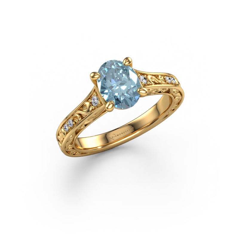 Image of Engagement ring Mallory OVL 585 gold Blue lab grown diamond 8x6 mm