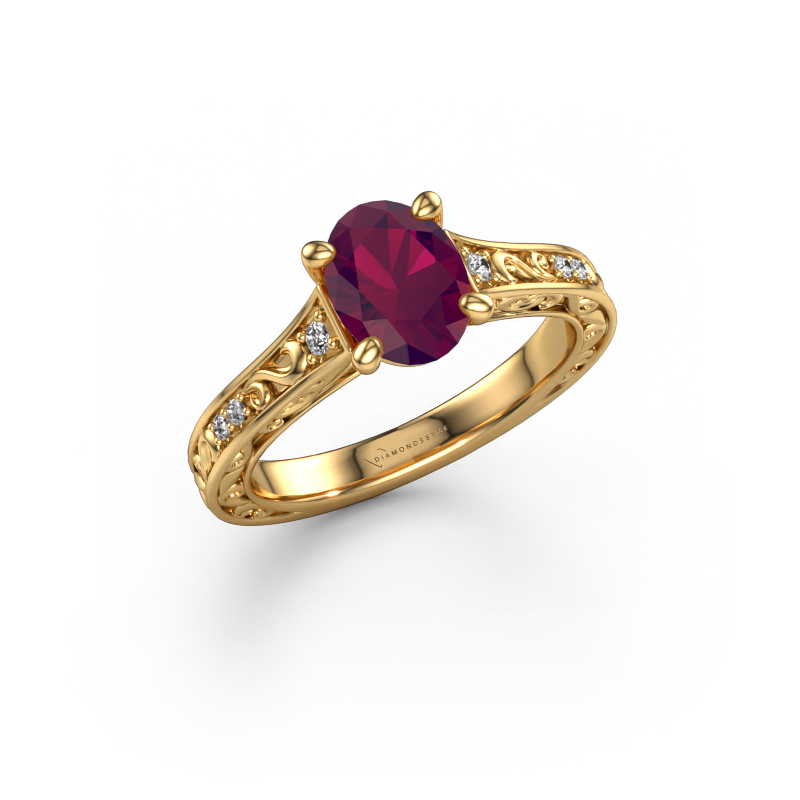Image of Engagement ring Mallory ovl 585 gold Rhodolite 8x6 mm