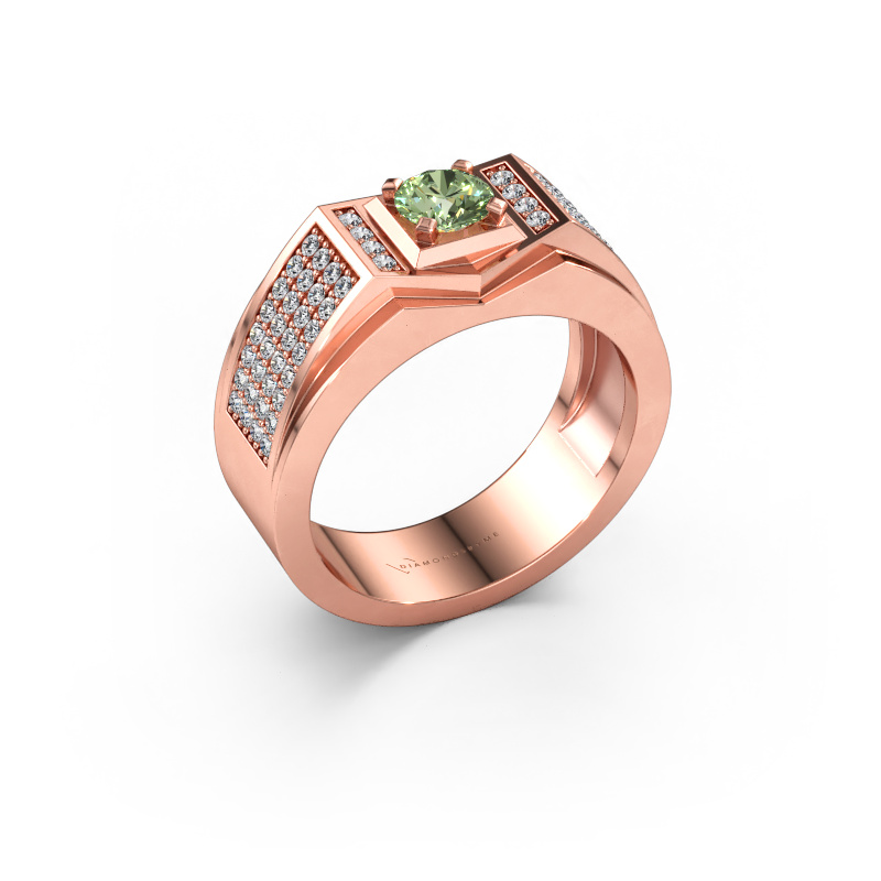 Bild av Herrring Marcel 585 roséguld Grön labbodlad diamant 5 mm