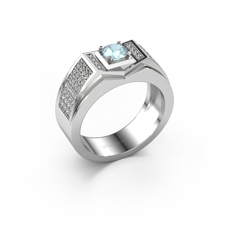 Image of Men's ring Marcel 585 white gold Aquamarine 5 mm
