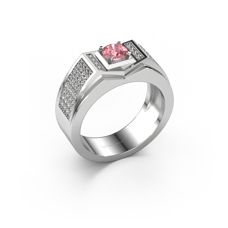 Image of Men's ring Marcel 585 white gold Pink lab grown diamond 5 mm