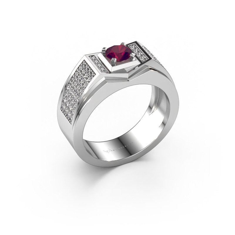 Image de Bague pour homme Marcel 585 or blanc Rhodolite 5 mm