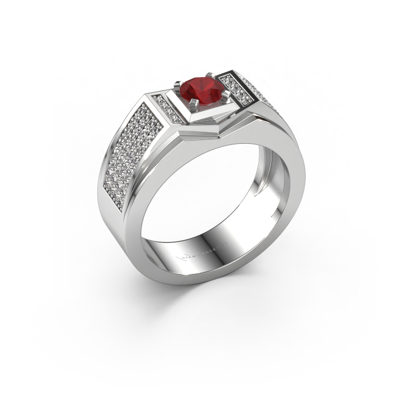 Image of Men's ring Marcel 585 white gold Ruby 5 mm
