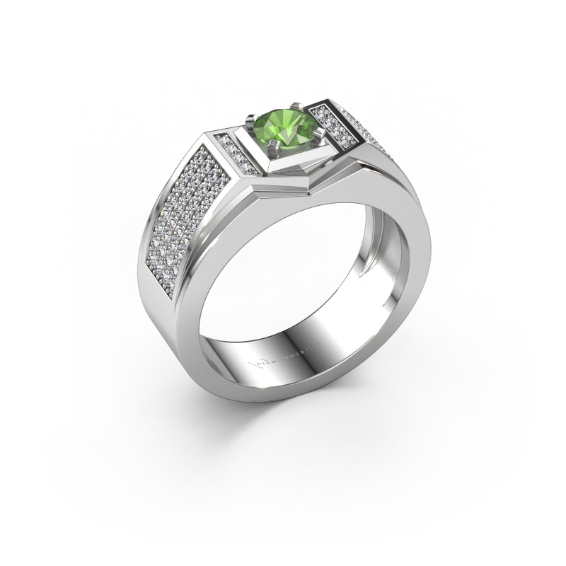 Afbeelding van Heren ring Marcel 585 Witgoud Toermalijn groen 5 mm