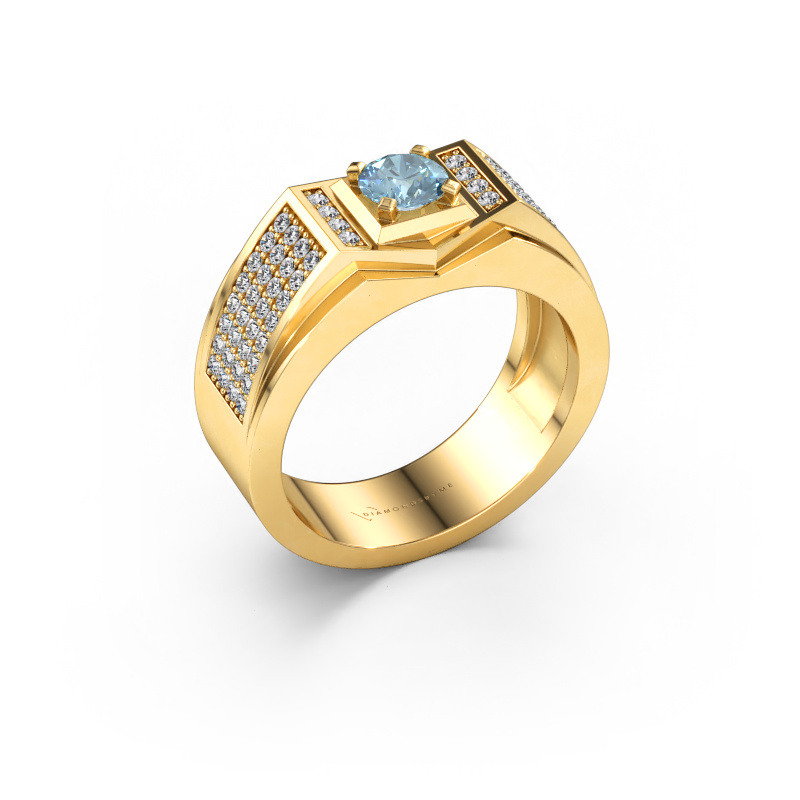 Bild av Herrring Marcel 585 gult guld Blå labbodlad diamant 5 mm