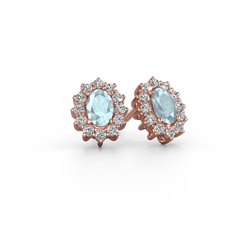 Image of Earrings Margien 585 rose gold Aquamarine 6x4 mm