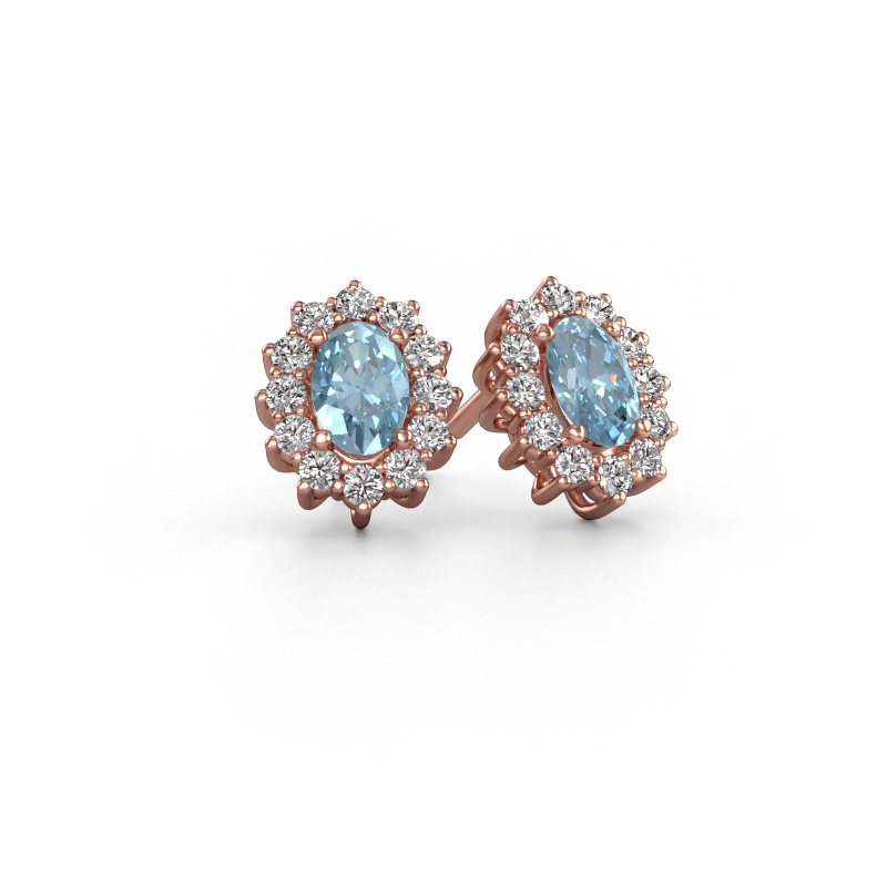 Image of Earrings Margien 585 rose gold Blue lab grown diamond 6x4 mm