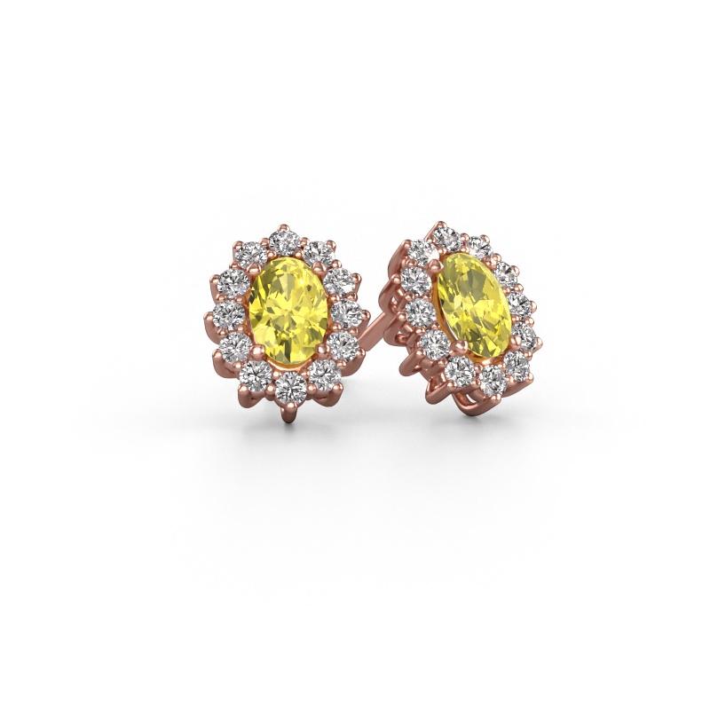 Image of Earrings Margien 585 rose gold Yellow lab grown diamond 6x4 mm