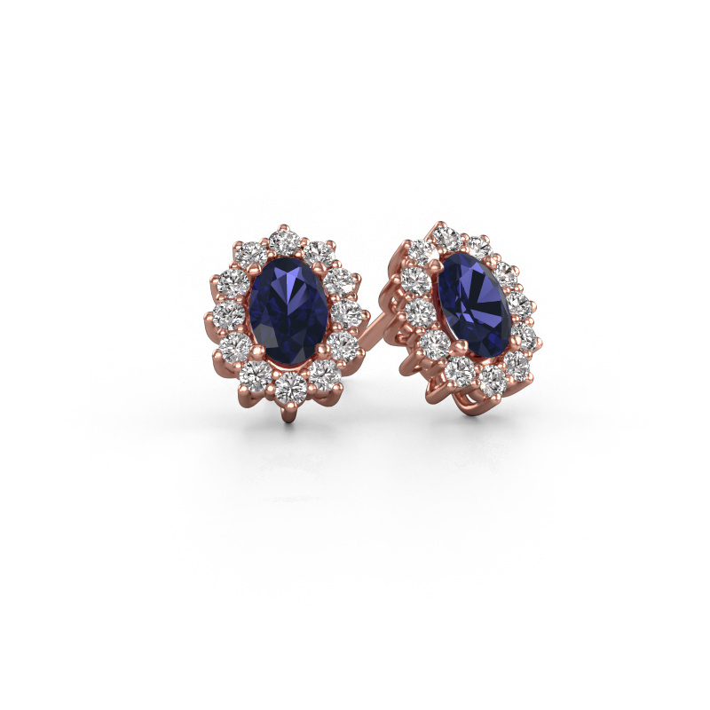 Image of Earrings Margien 585 rose gold Sapphire 6x4 mm