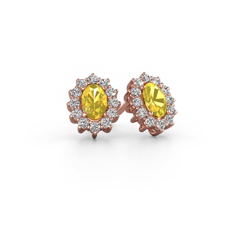 Image of Earrings Margien 585 rose gold Yellow sapphire 6x4 mm