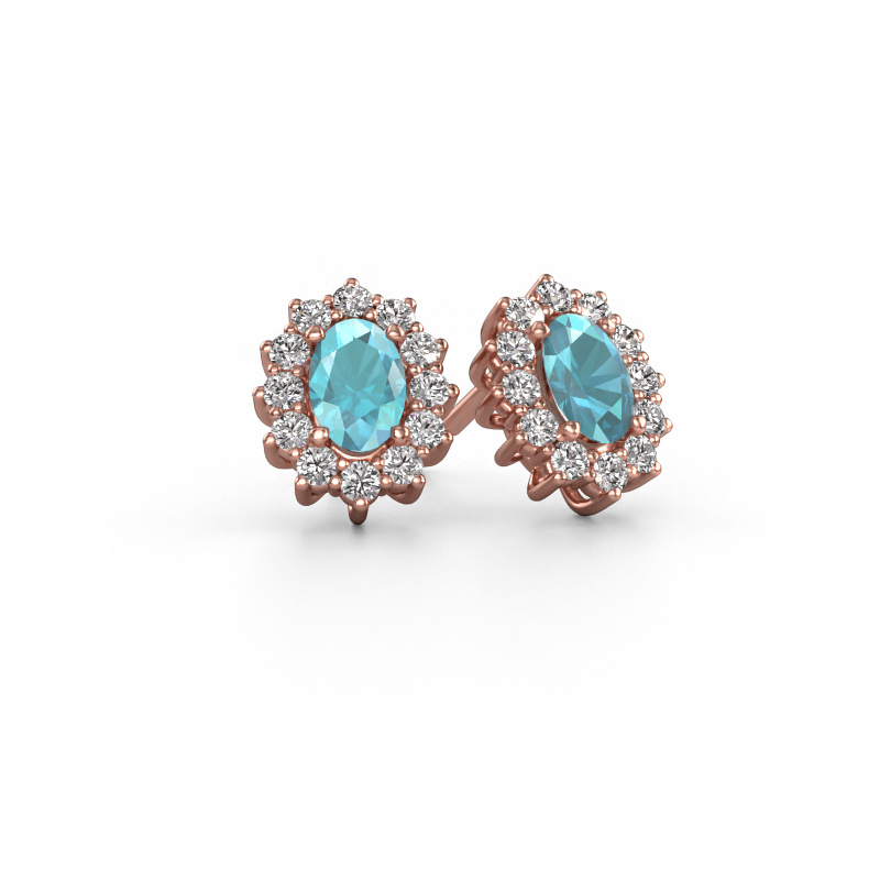 Image of Earrings Margien 585 rose gold Blue topaz 6x4 mm