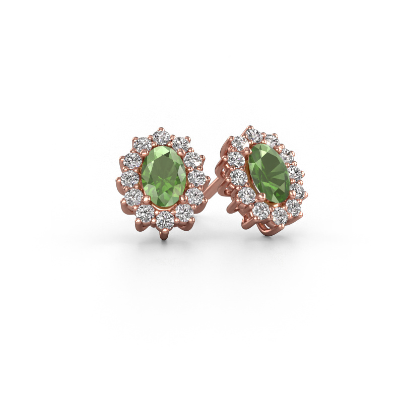 Image of Earrings Margien 585 rose gold Tourmaline green 6x4 mm