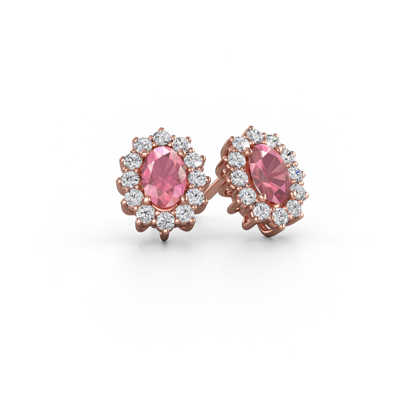 Image of Earrings Margien 585 rose gold Tourmaline pink 6x4 mm