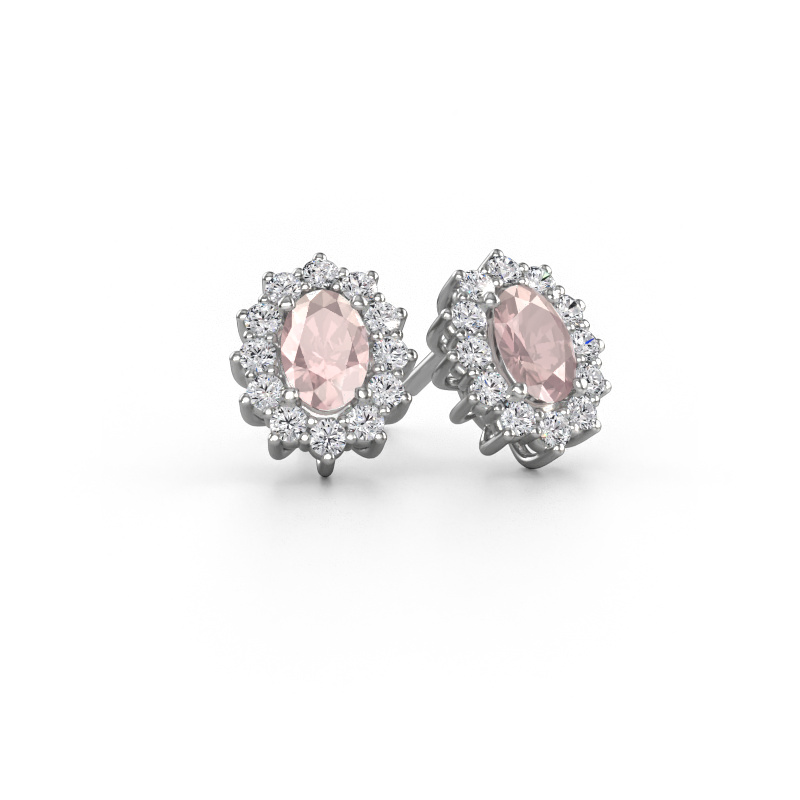 Image of Earrings Margien 585 white gold Morganite champagne 6x4 mm