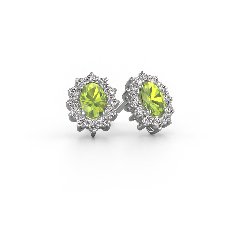 Image of Earrings Margien 585 white gold Peridot 6x4 mm