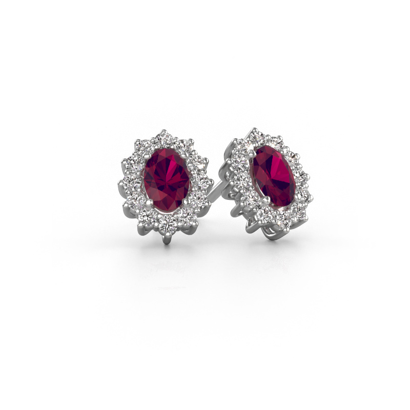 Image of Earrings Margien 950 platinum Rhodolite 6x4 mm