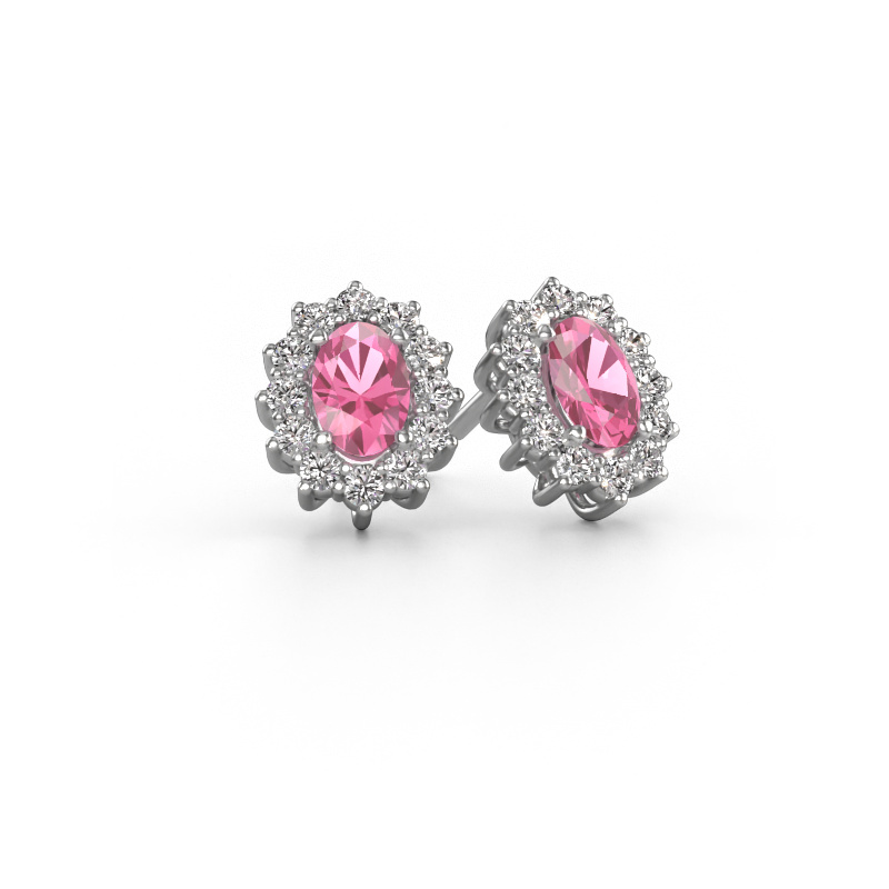 Image of Earrings Margien 585 white gold Pink sapphire 6x4 mm