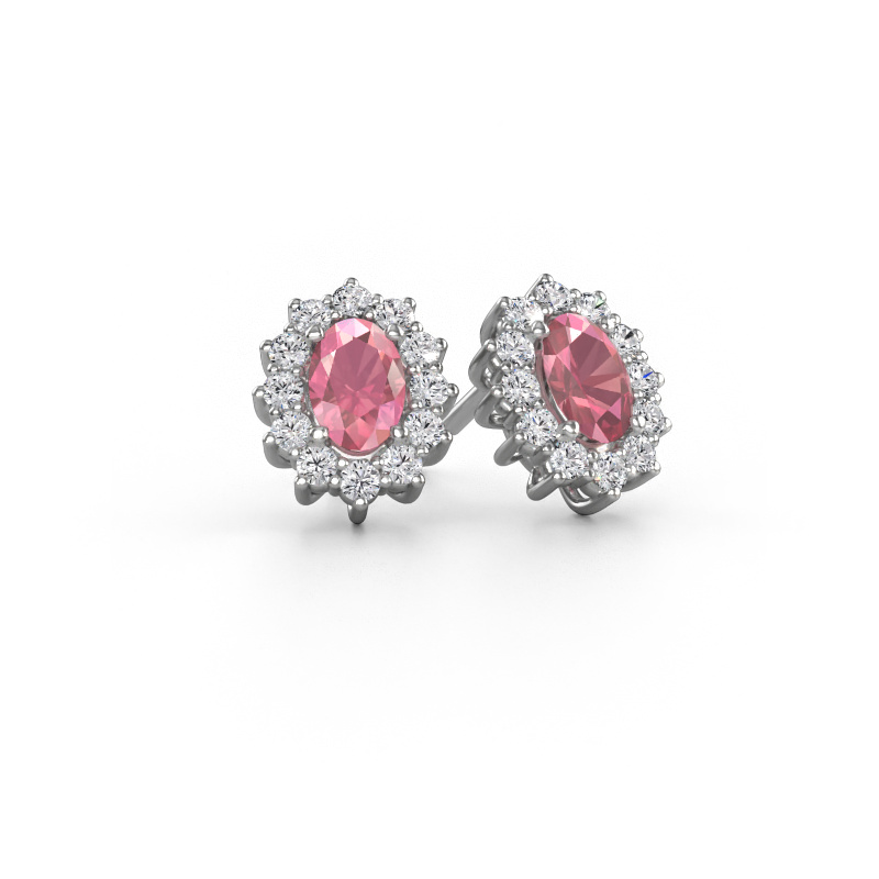 Image of Earrings Margien 585 white gold Tourmaline pink 6x4 mm
