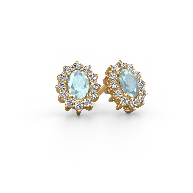 Image de Boucles d'oreilles Margien 585 or jaune Aigue-marine 6x4 mm