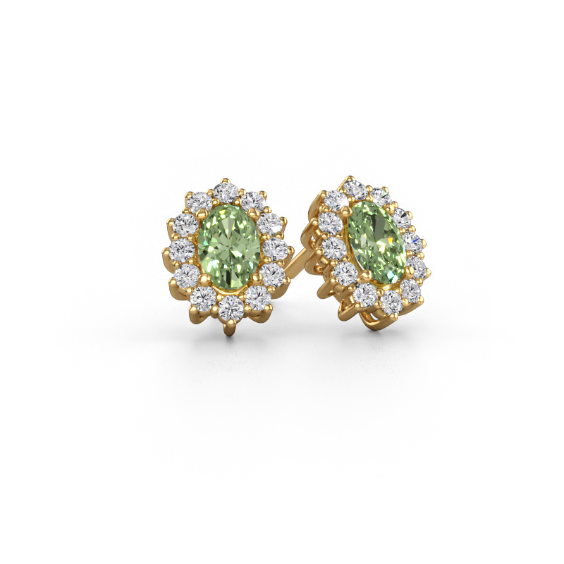 Image of Earrings Margien 585 gold Green lab grown diamond 6x4 mm