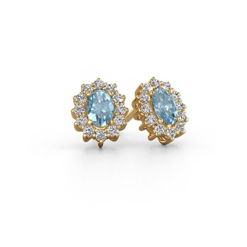 Image of Earrings Margien 585 gold Blue lab grown diamond 6x4 mm