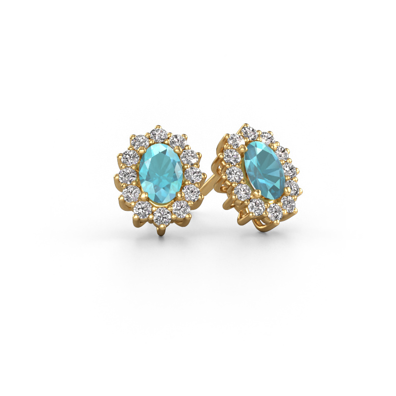 Image of Earrings Margien 585 gold Blue topaz 6x4 mm