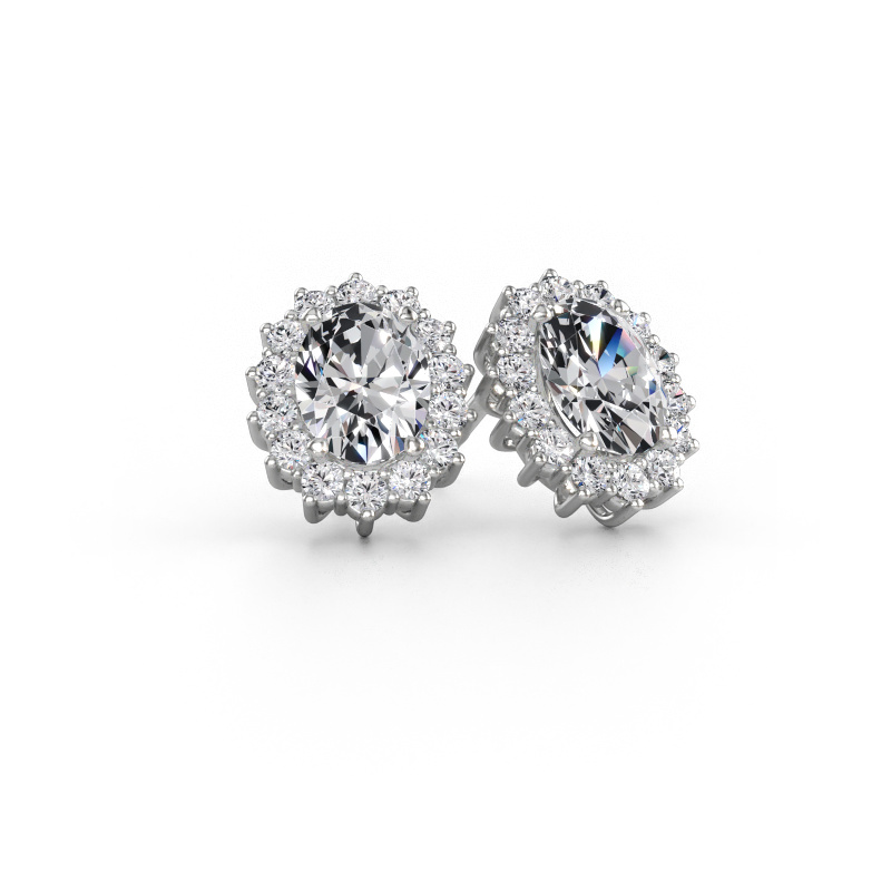 Image de Boucles d'oreilles Margien 585 or blanc Diamant synthétique 2.16 crt