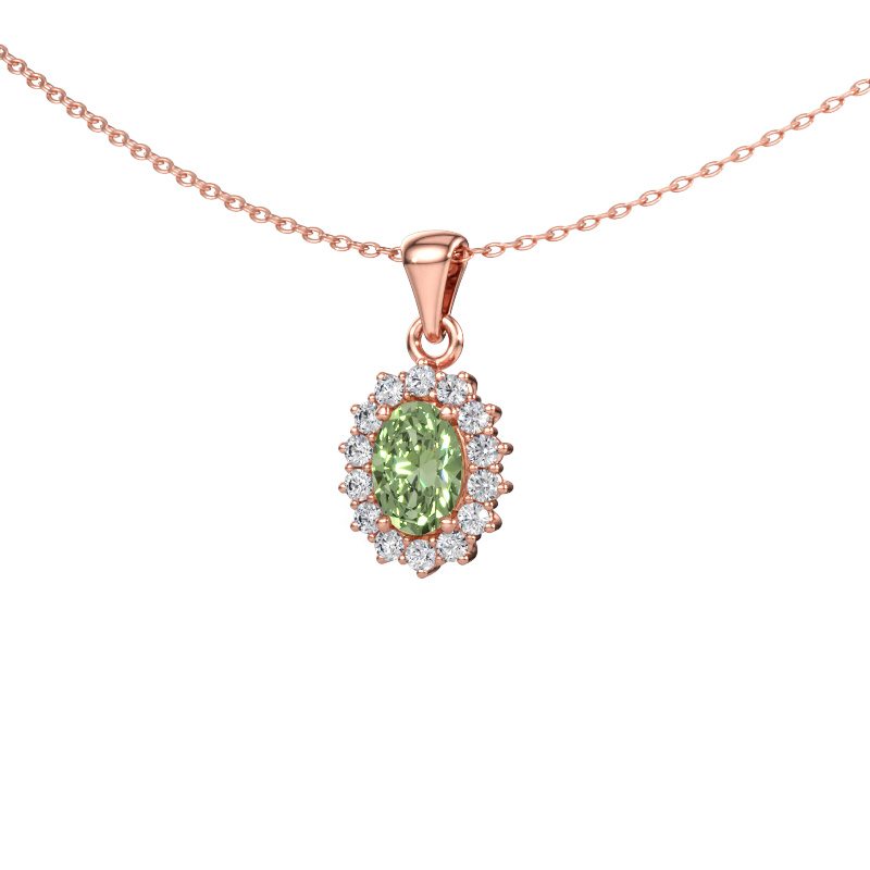 Afbeelding van Hanger Margien 585 rosé goud Groene lab grown diamant 7x5 mm