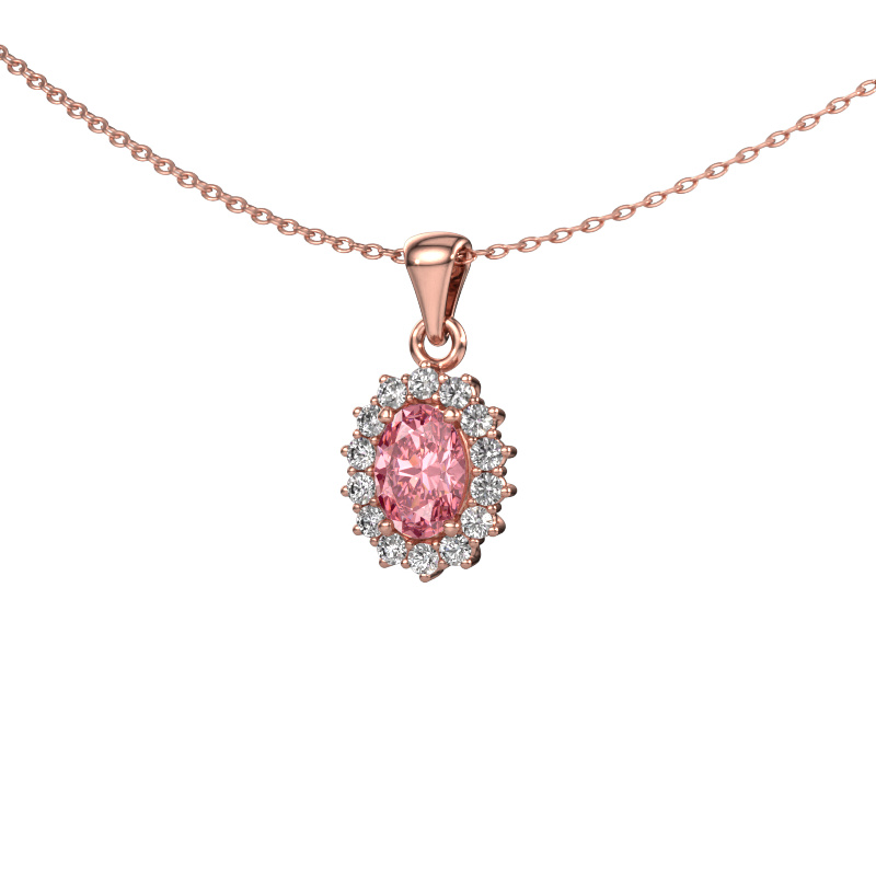 Image of Pendant Margien 585 rose gold Pink lab grown diamond 7x5 mm