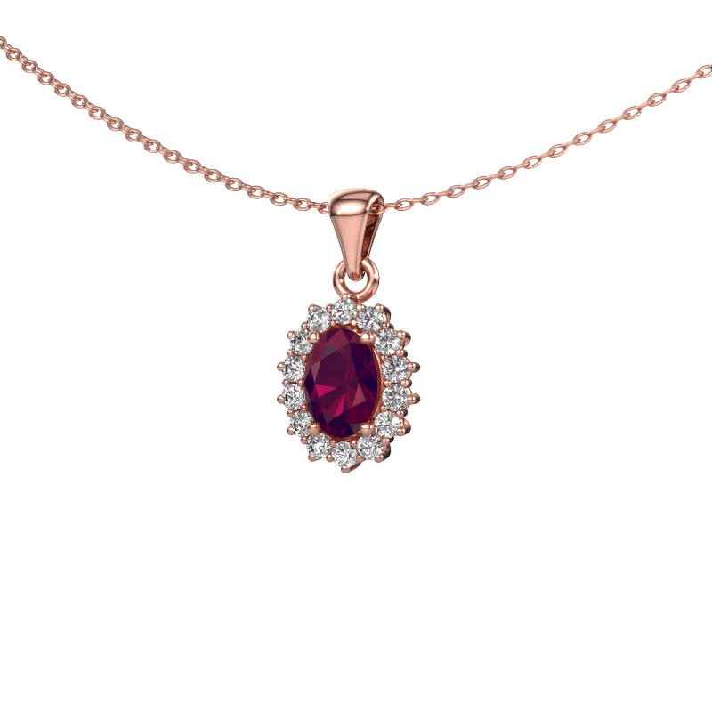 Image of Pendant Margien 585 rose gold Rhodolite 7x5 mm