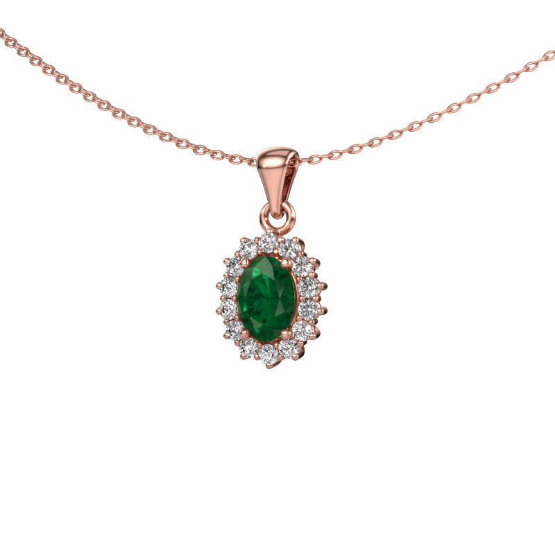 Image of Pendant Margien 585 rose gold Emerald 7x5 mm