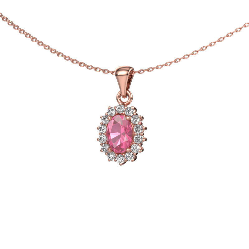 Image of Pendant Margien 585 rose gold Pink sapphire 7x5 mm