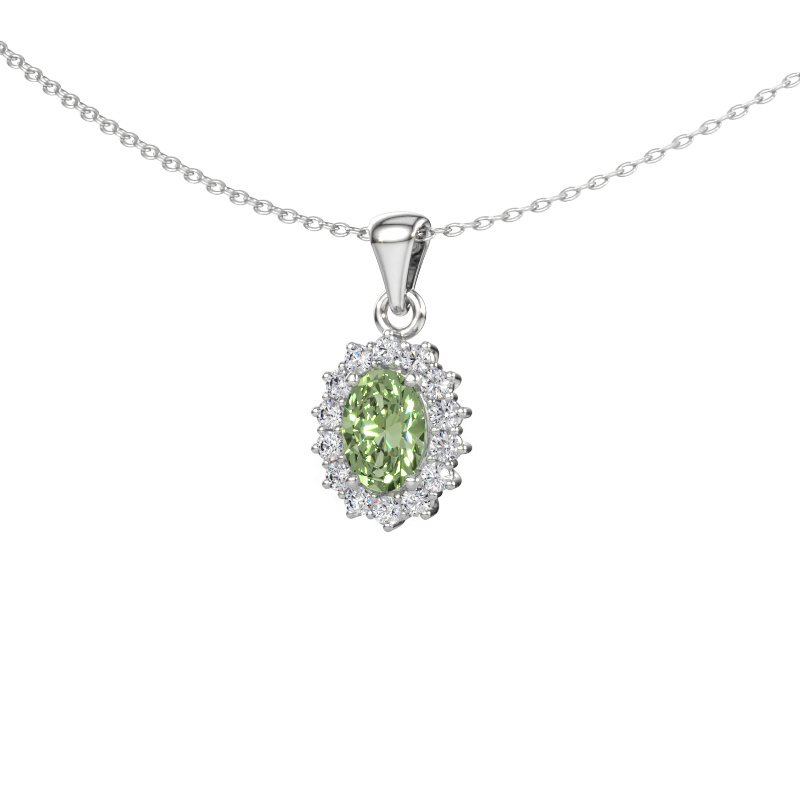 Afbeelding van Hanger Margien 950 platina Groene lab grown diamant 7x5 mm