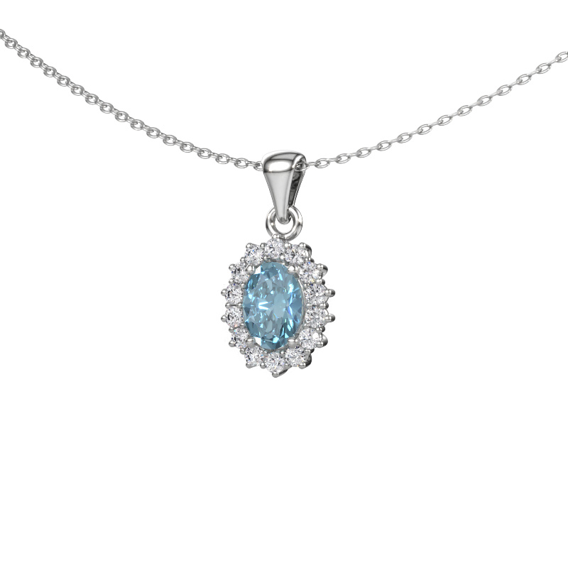 Bild von Anhänger Margien 950 Platin Blauer Labordiamant 7x5 mm