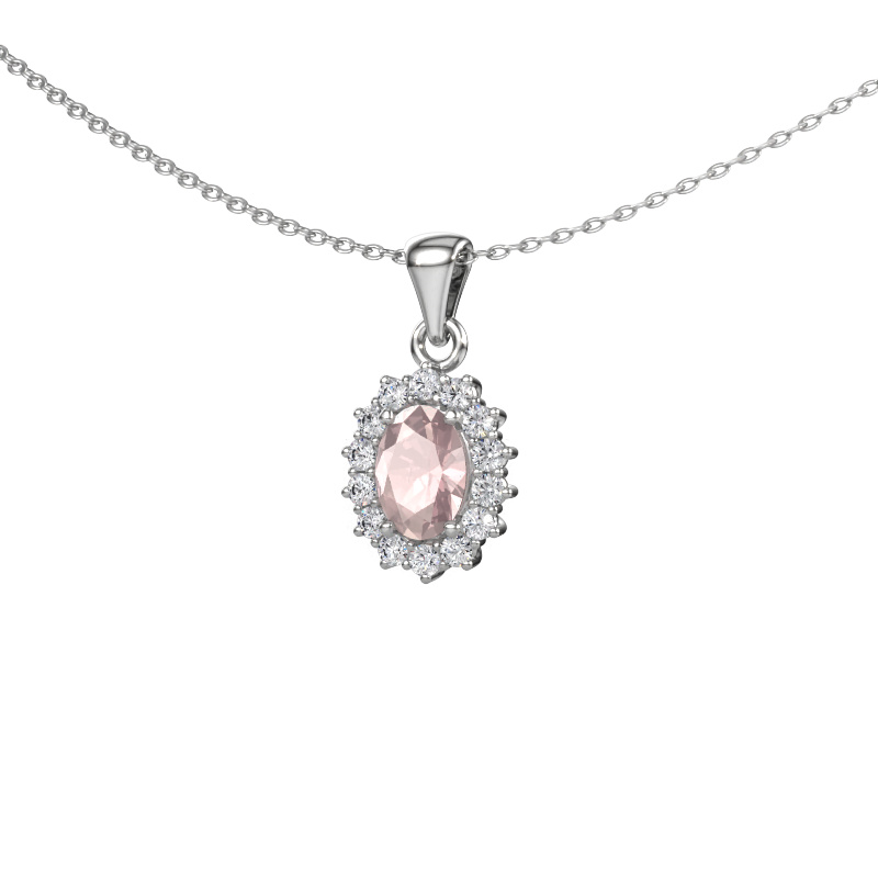 Image of Pendant Margien 585 white gold Morganite champagne 7x5 mm
