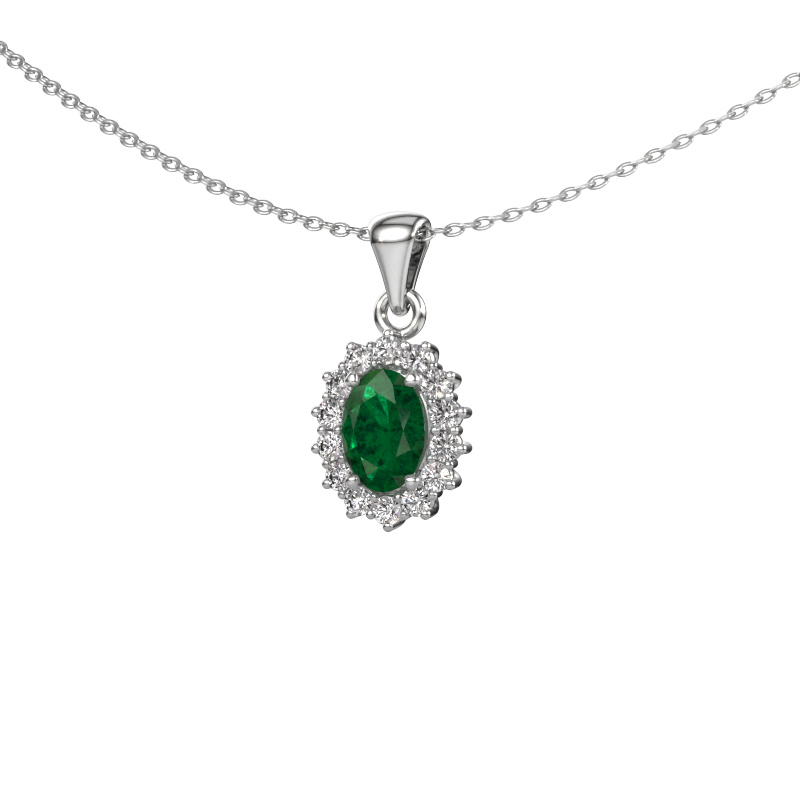 Image of Pendant Margien 585 white gold Emerald 7x5 mm