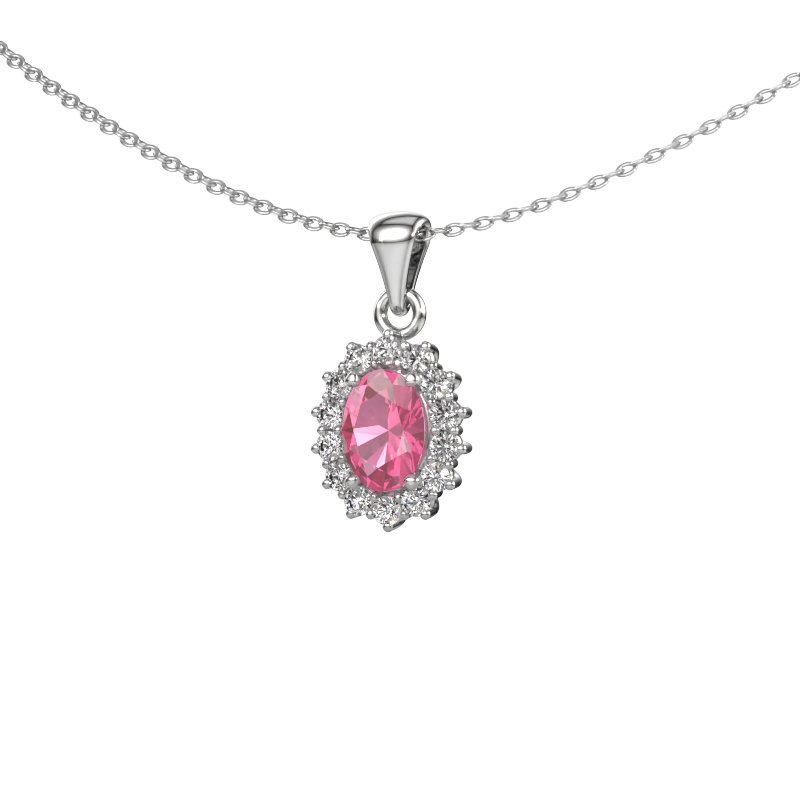 Image of Pendant Margien 585 white gold Pink sapphire 7x5 mm