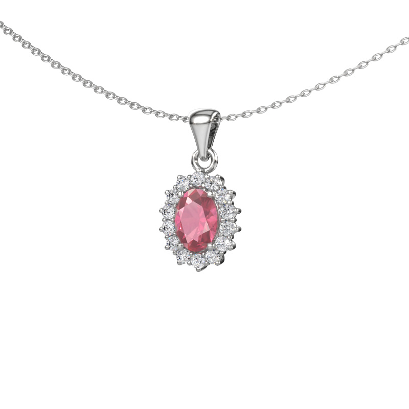 Image of Pendant Margien 585 white gold Tourmaline pink 7x5 mm
