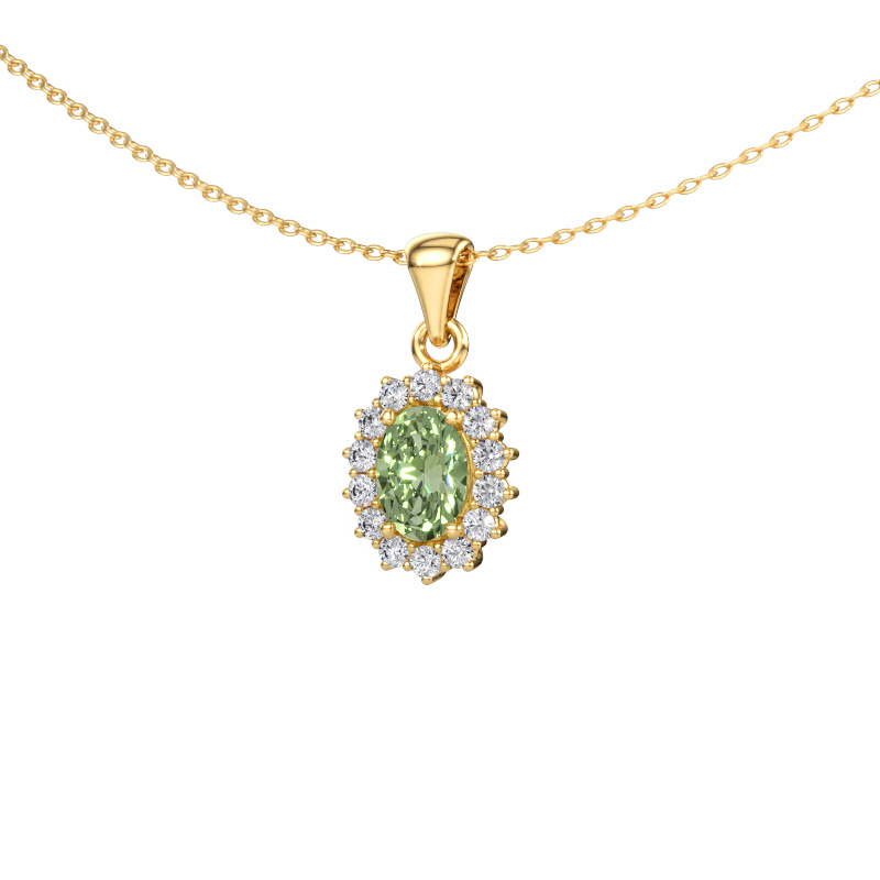 Bild av Hänge Margien 585 gult guld Grön labbodlad diamant 7x5 mm