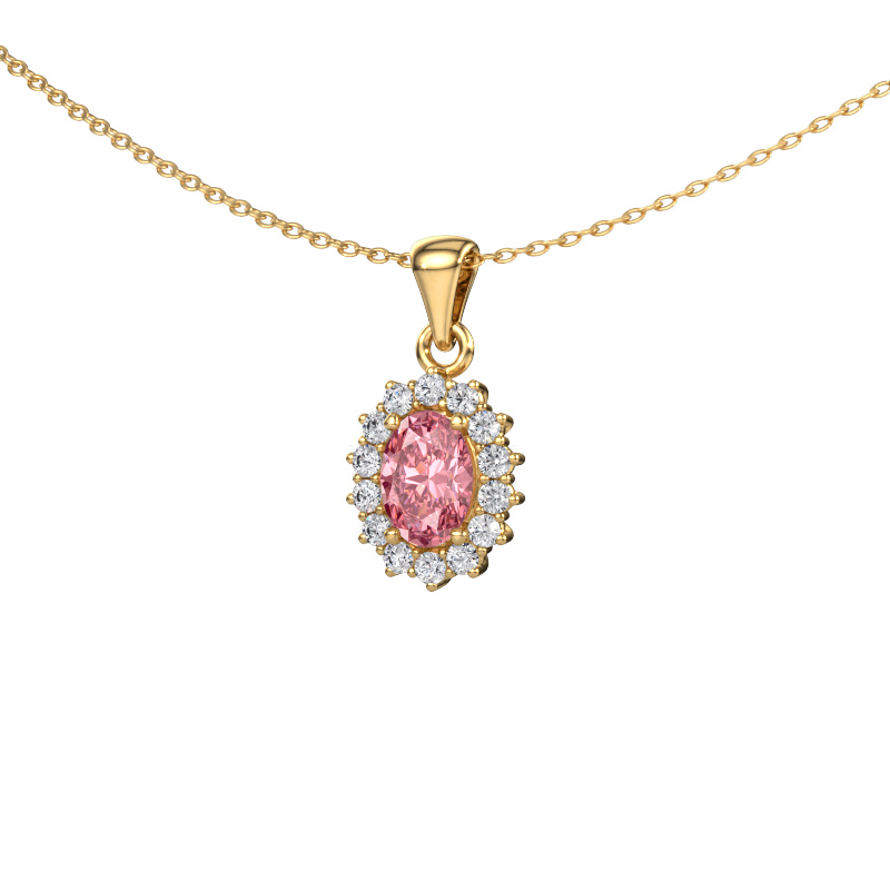 Image of Pendant Margien 585 gold Pink lab grown diamond 7x5 mm