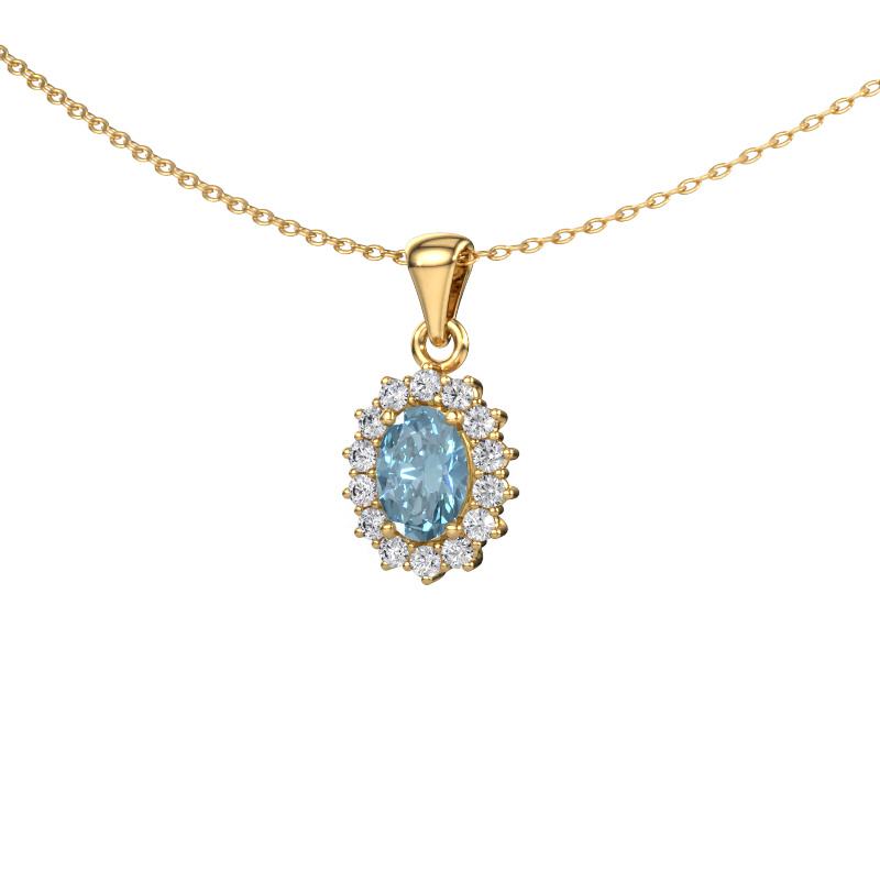Image of Pendant Margien 585 gold Blue lab grown diamond 7x5 mm