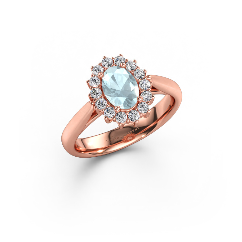 Immagine di Anello di fidanzamento Margien 1 585 oro rosa Acquamarina 7x5 mm