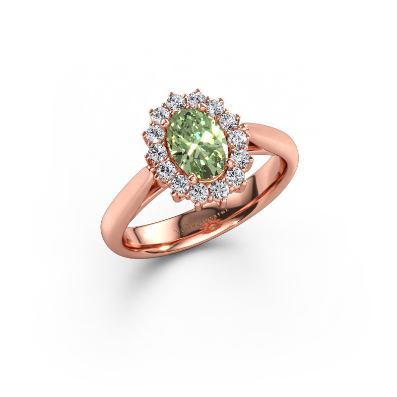 Immagine di Anello di fidanzamento Margien 1 585 oro rosa Diamante lab grown verde 7x5 mm