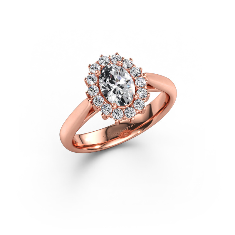 Bild av Förlovningsring Margien 1 585 roséguld Diamant efter eget val 7x5 mm
