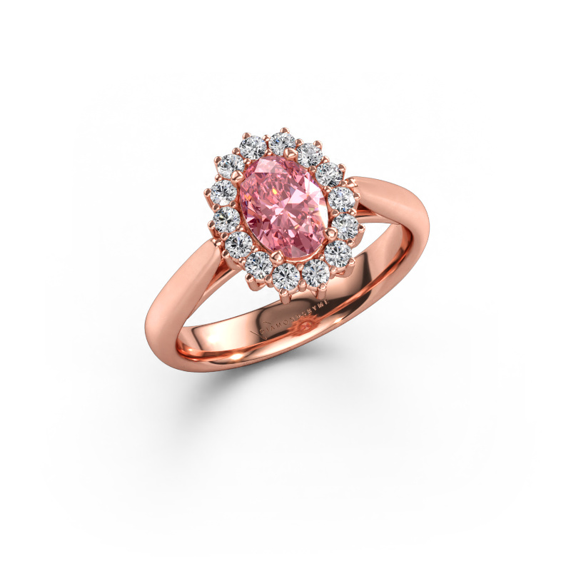 Image of Engagement ring Margien 1 585 rose gold Pink lab grown diamond 7x5 mm
