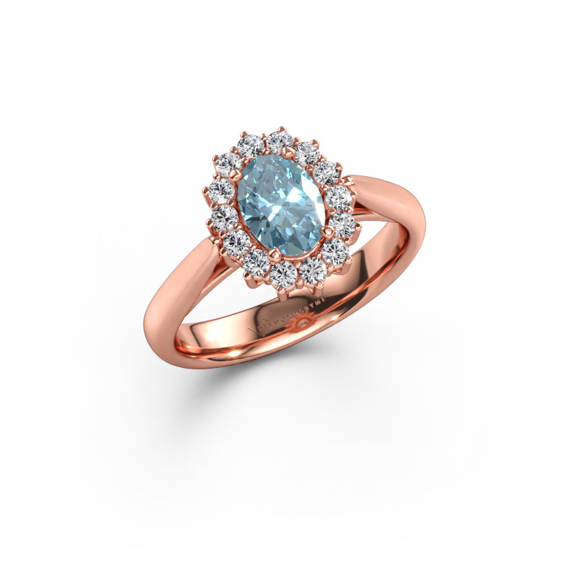 Immagine di Anello di fidanzamento Margien 1 585 oro rosa Diamante lab grown blu 7x5 mm