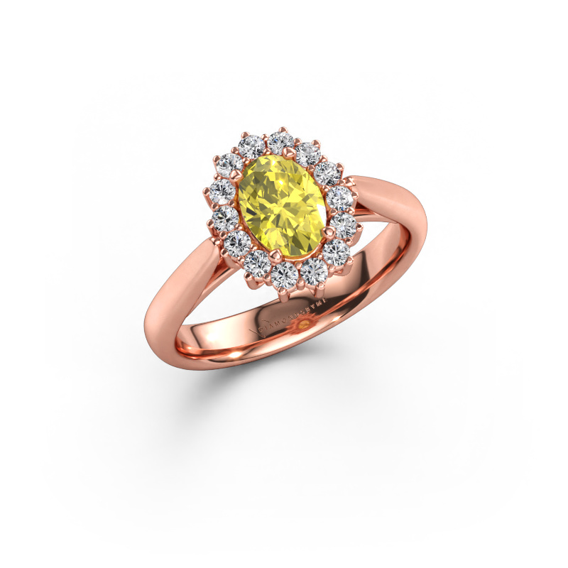 Bild av Förlovningsring Margien 1 585 roséguld Gul labbodlad diamant 7x5 mm
