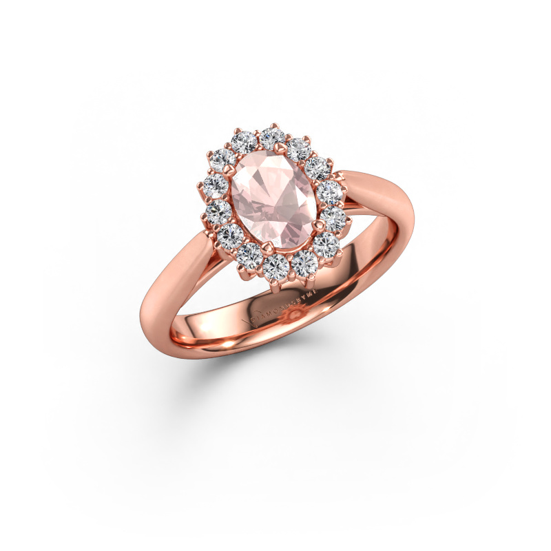 Immagine di Anello di fidanzamento Margien 1 585 oro rosa Morganite champagne 7x5 mm