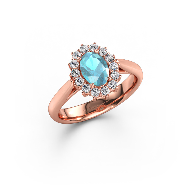 Bild av Förlovningsring Margien 1 585 roséguld Blå topas 7x5 mm
